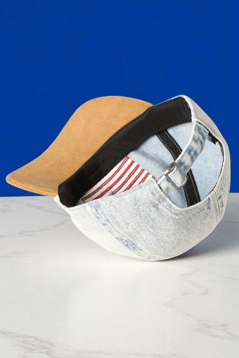 American Flag Denim Corduroy Baseball Cap