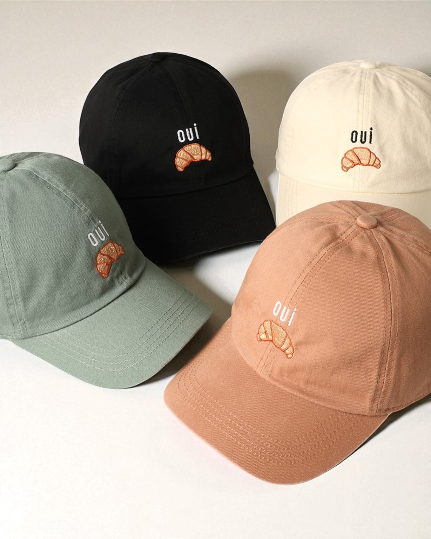 Oui Croissant Embroidered Baseball Cap