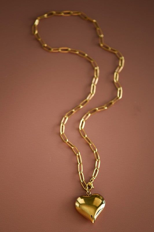 Big Heart Pendant Chain Necklace