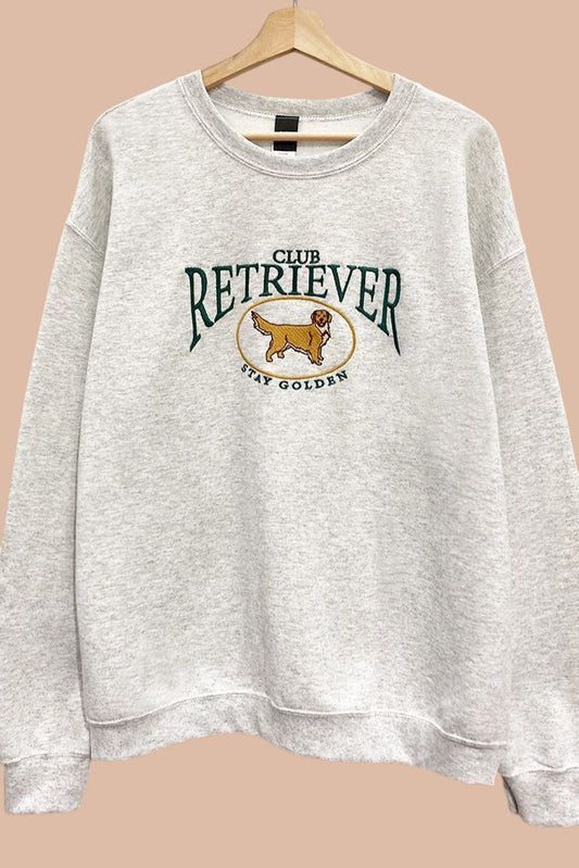 Club Retriever Embroidered Oversized Sweatshirt – Premium Vintage Preppy Crewneck