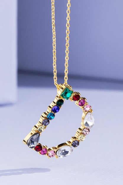 Multi Colored Rhinestone Letter Necklace