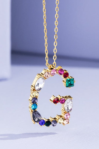 Multi Colored Rhinestone Letter Necklace