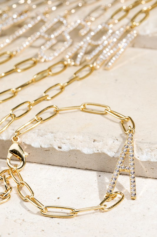 Crystal Initial Letter Bracelet