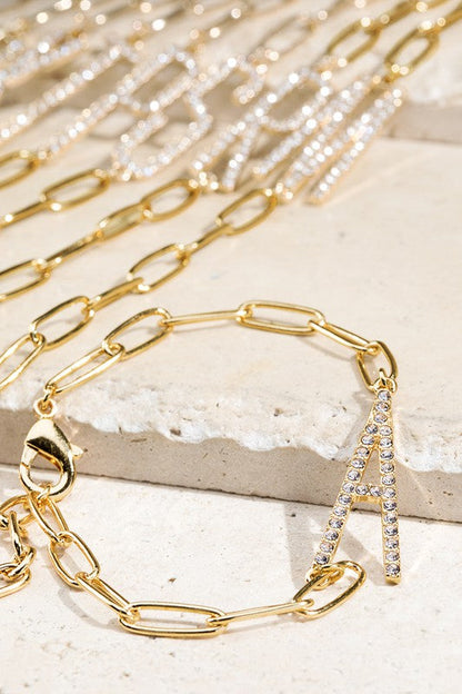 Crystal Initial Letter Bracelet