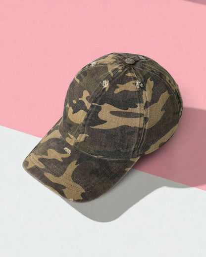 Distressed Camo Baseball Cap