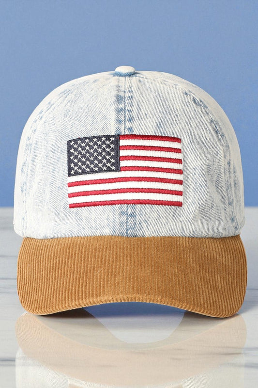 American Flag Denim Corduroy Baseball Cap