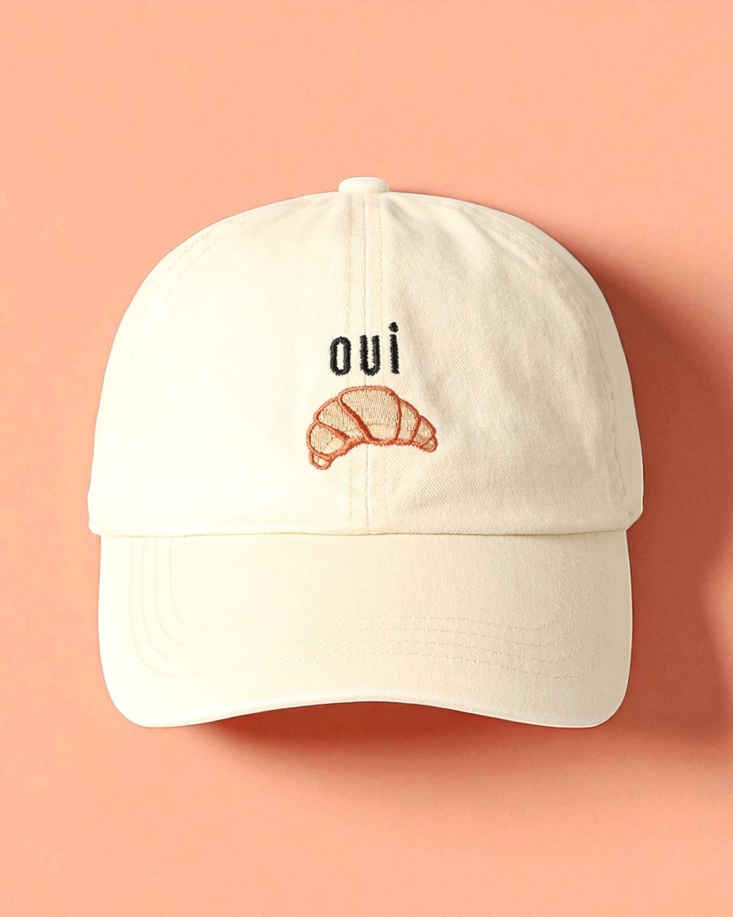 Oui Croissant Embroidered Baseball Cap