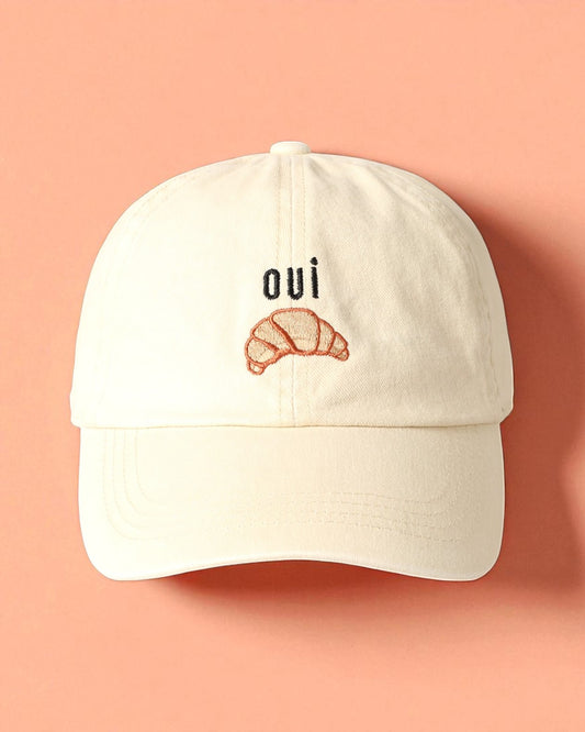 Oui Croissant Embroidered Baseball Cap