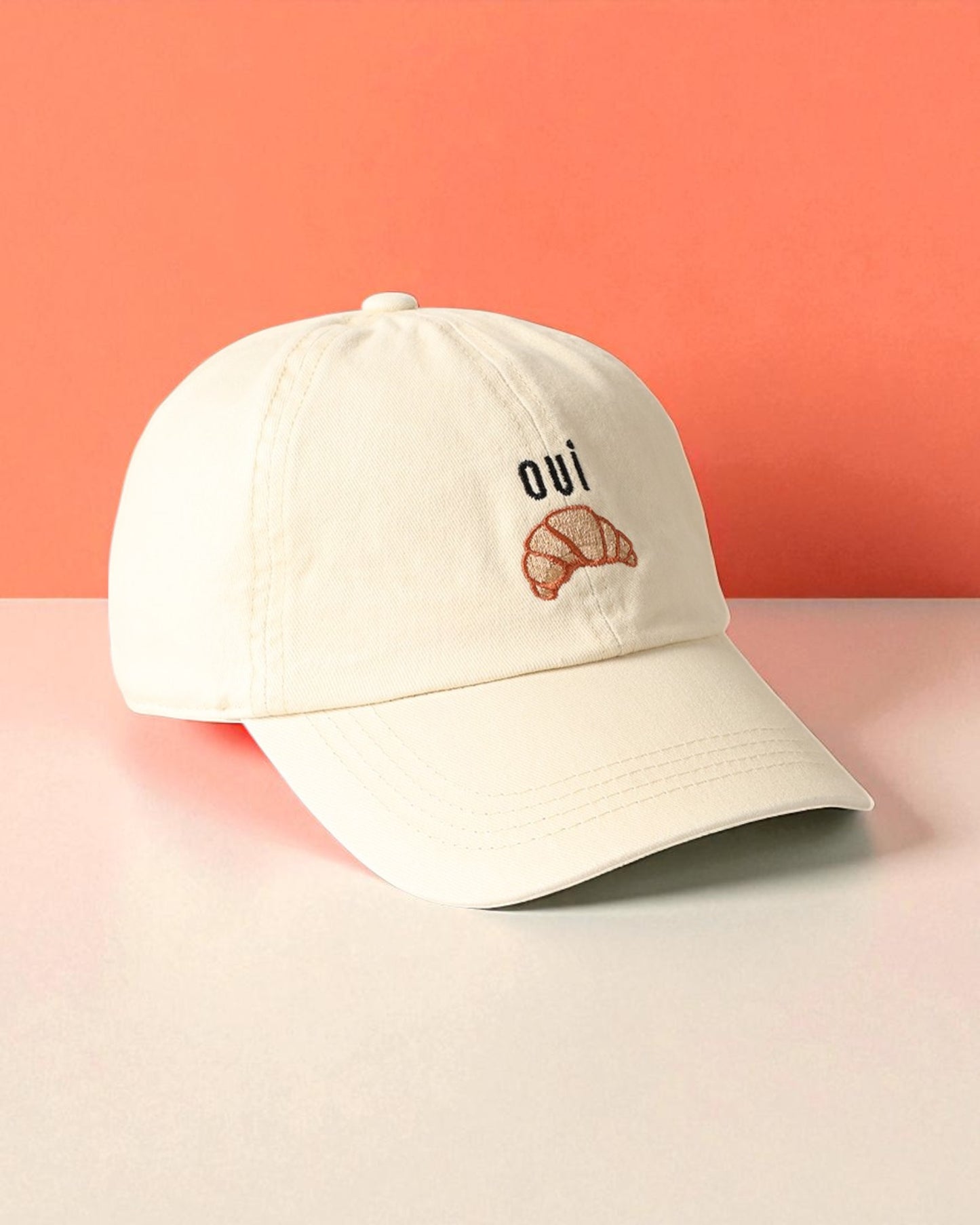 Oui Croissant Embroidered Baseball Cap