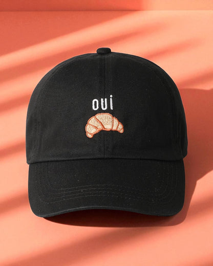 Oui Croissant Embroidered Baseball Cap