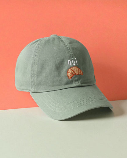 Oui Croissant Embroidered Baseball Cap