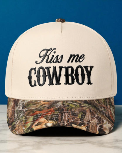 Kiss Me Cowboy Camo Trucker Hat