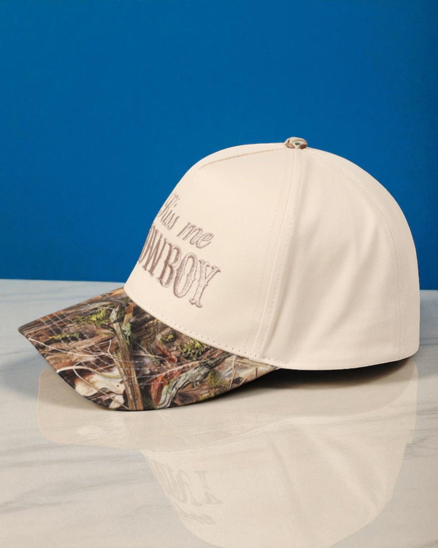 Kiss Me Cowboy Camo Trucker Hat