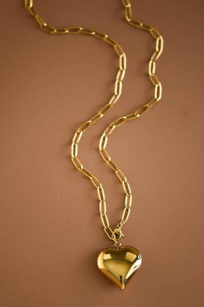 Big Heart Pendant Chain Necklace