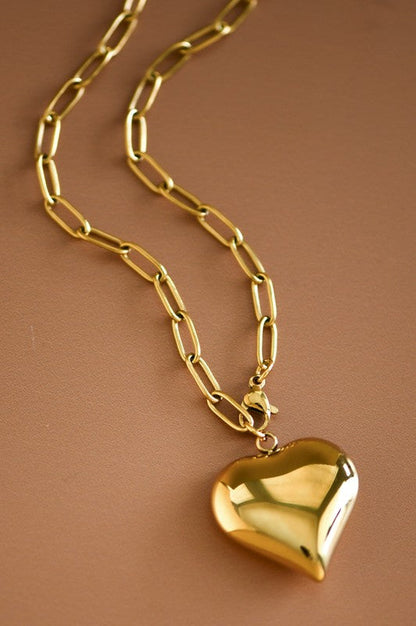 Big Heart Pendant Chain Necklace