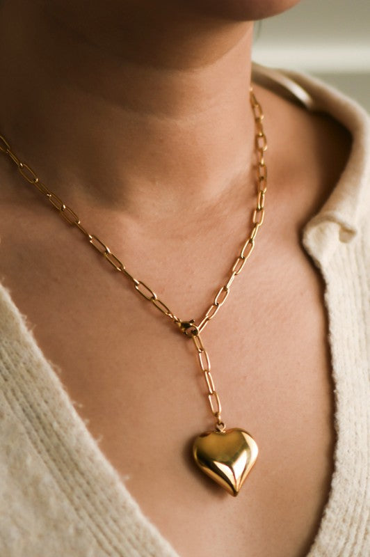 Big Heart Pendant Chain Necklace