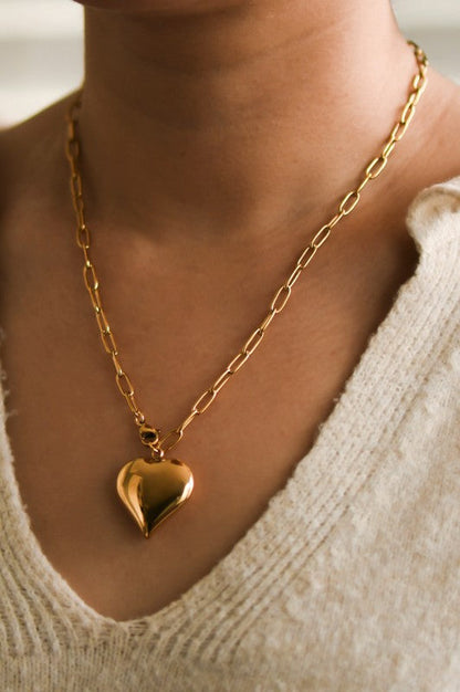 Big Heart Pendant Chain Necklace