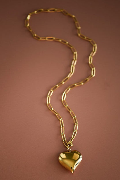 Big Heart Pendant Chain Necklace