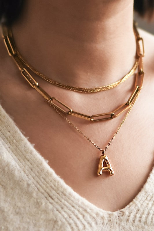 Balloon Initial Gold Necklace
