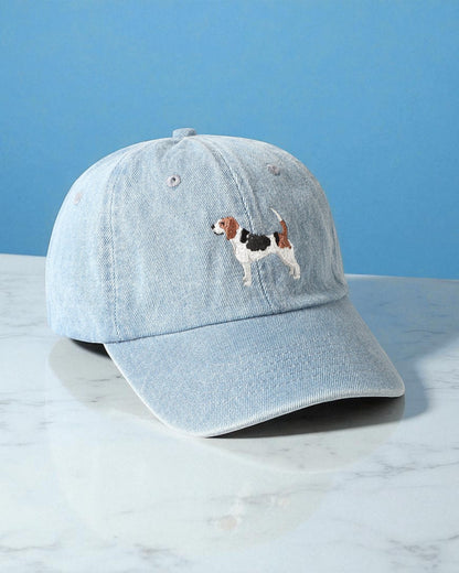 Embroidered Beagle Denim Baseball Cap