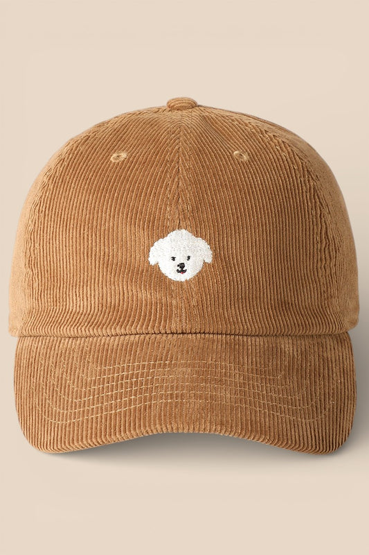 Maltese Embroidered Corduroy Baseball Cap