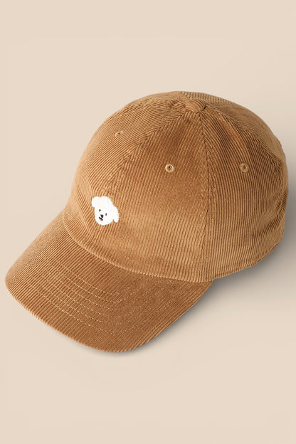 Maltese Embroidered Corduroy Baseball Cap