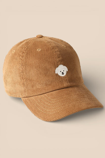 Maltese Embroidered Corduroy Baseball Cap