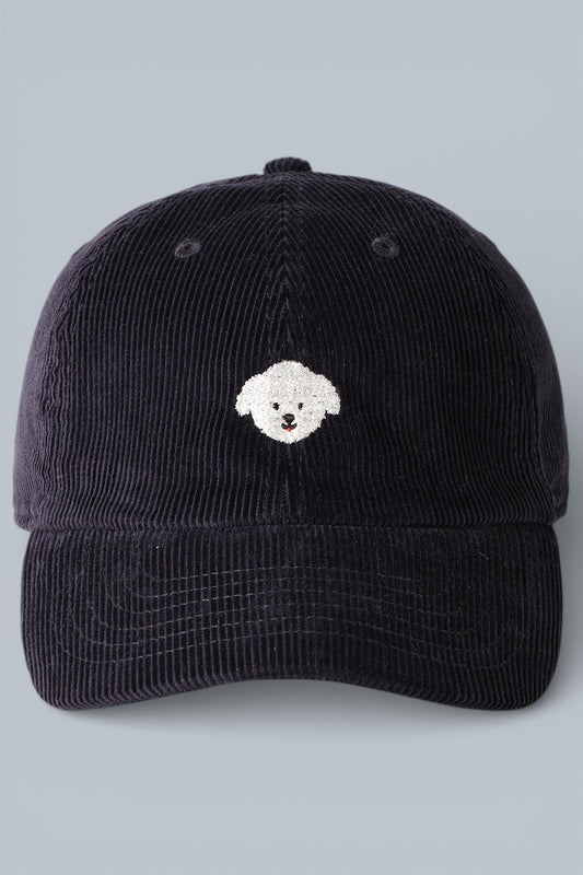 Maltese Embroidered Corduroy Baseball Cap