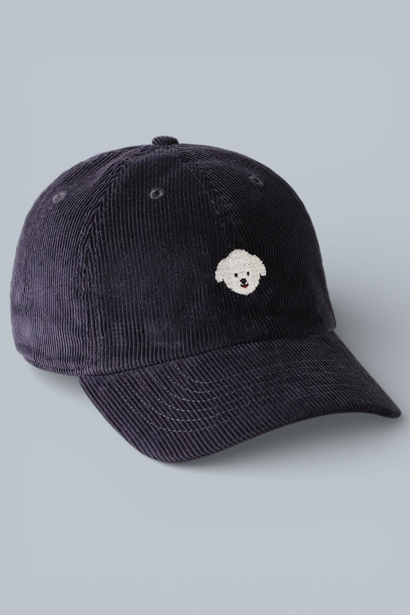 Maltese Embroidered Corduroy Baseball Cap