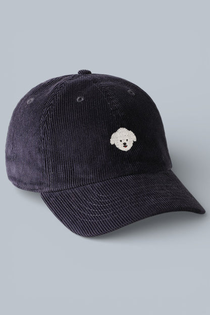 Maltese Embroidered Corduroy Baseball Cap