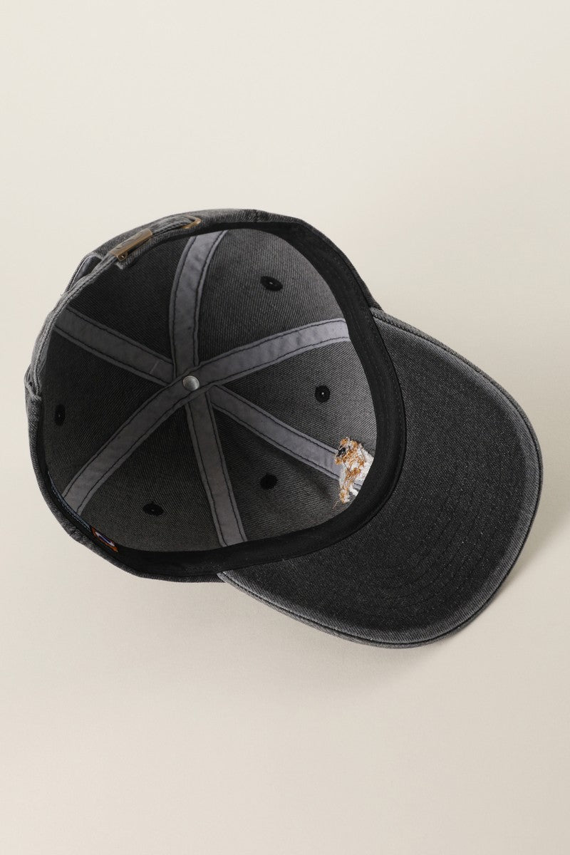 Black Washed Golden Retriever Embroidered Cap