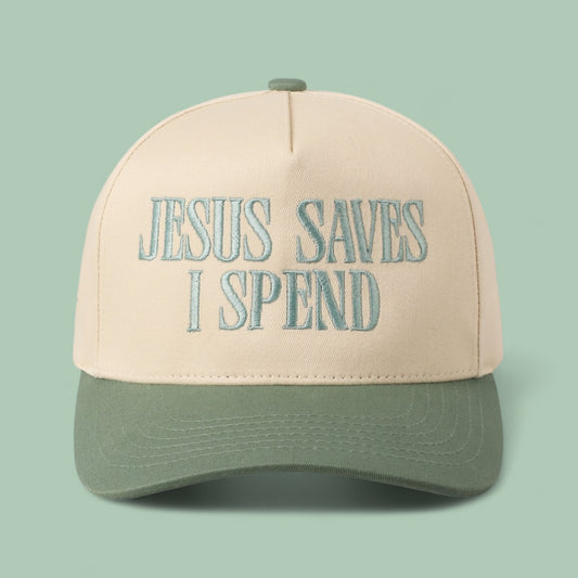 Jesus Save I Spend Embroidery Trucker Hat