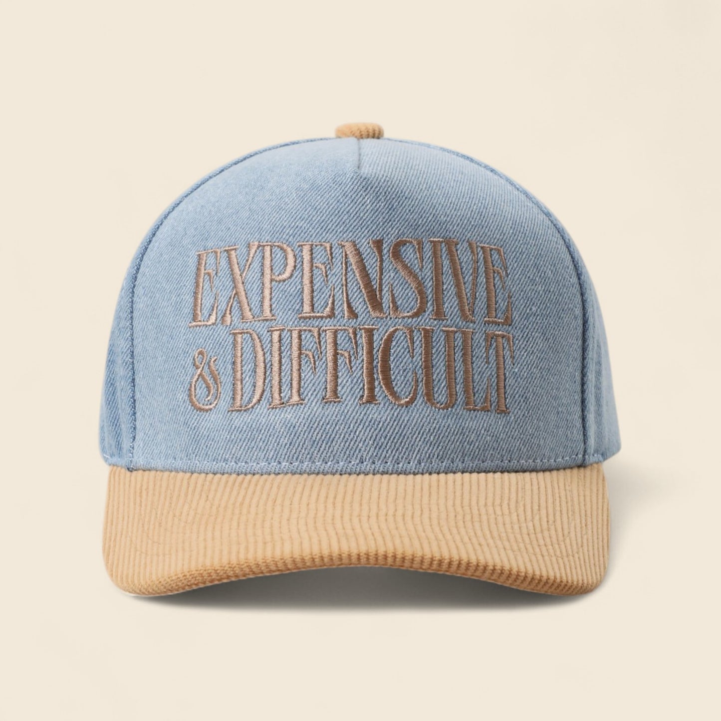 Expensive & Difficult Two Tone Embroidered Hat