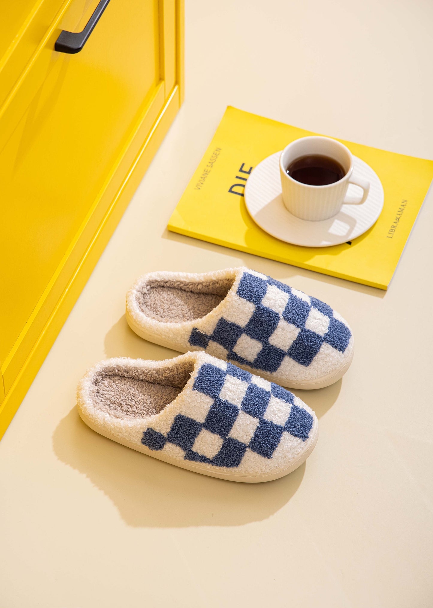 Soft Plush Checker Slipper