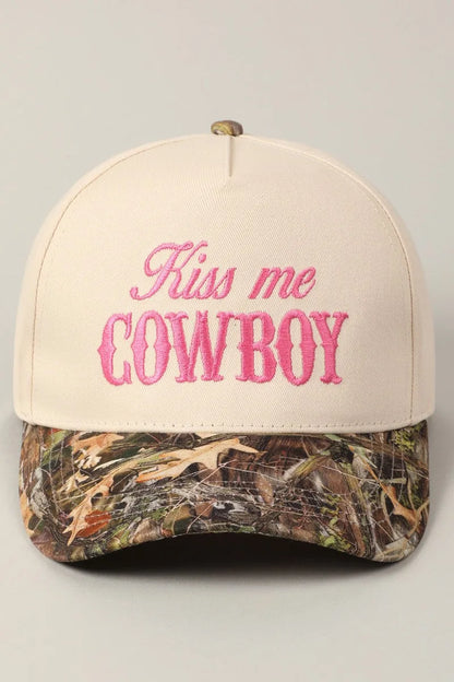 Kiss Me Cowboy Camo Trucker Hat