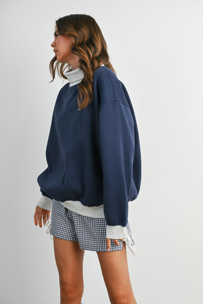 Cozy Relaxed Mock Neck Fleece Sweatshirt
