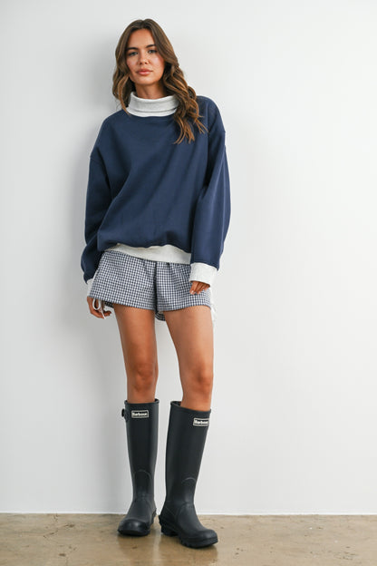 Cozy Relaxed Mock Neck Fleece Sweatshirt
