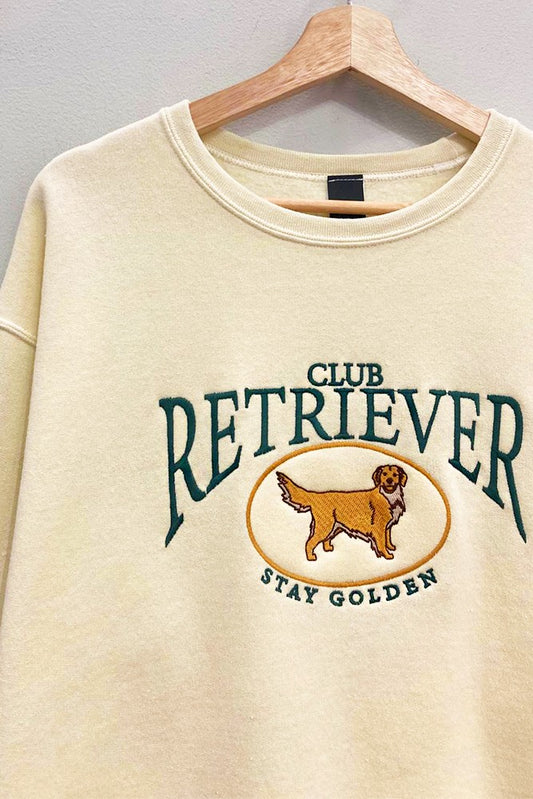 Club Retriever Embroidered Oversized Sweatshirt – Premium Vintage Preppy Crewneck