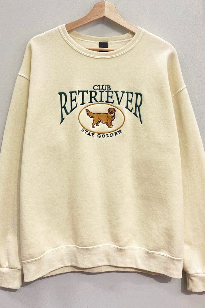 Club Retriever Embroidered Oversized Sweatshirt – Premium Vintage Preppy Crewneck