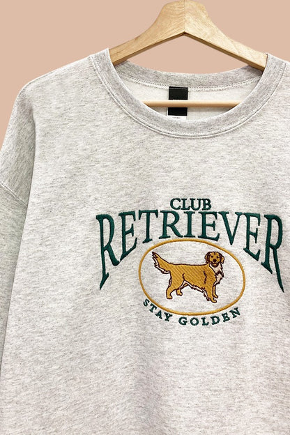 Club Retriever Embroidered Oversized Sweatshirt – Premium Vintage Preppy Crewneck