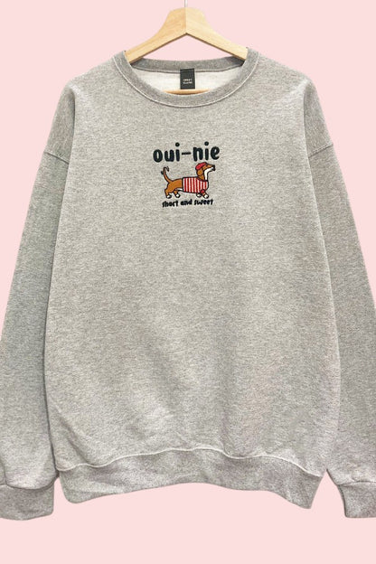 “Oui-nie” Dachshund Embroidered Sweatshirt
