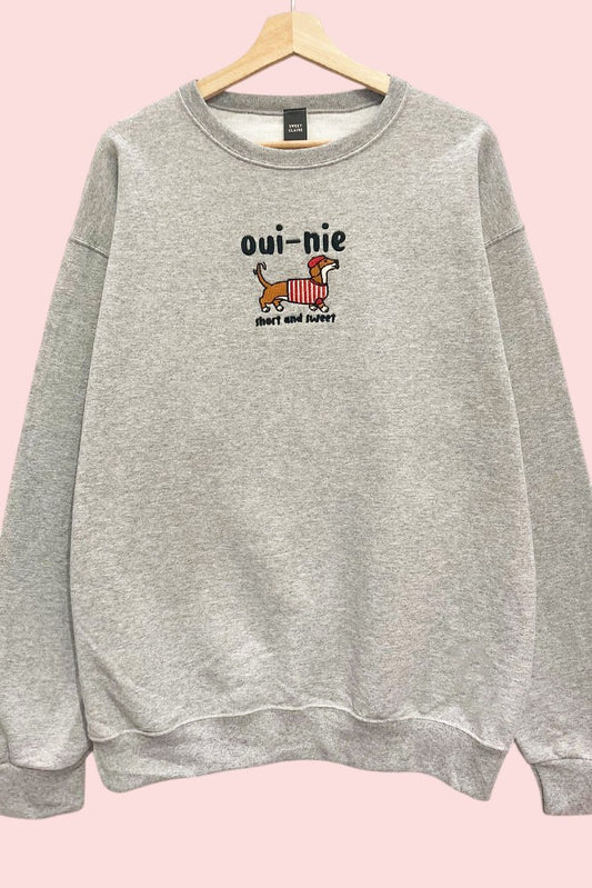 “Oui-nie” Dachshund Embroidered Sweatshirt