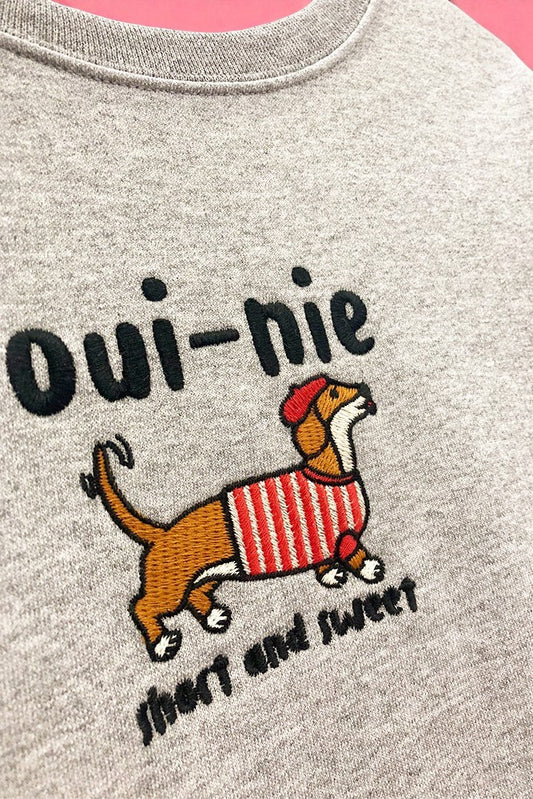 “Oui-nie” Dachshund Embroidered Sweatshirt