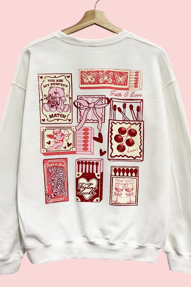 Perfect Match Oversized Graphic Sweatshirt