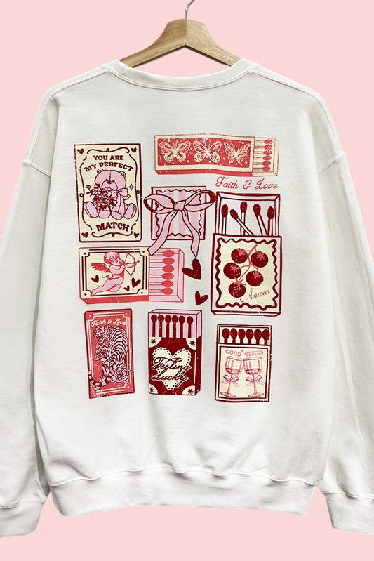 Perfect Match Oversized Graphic Sweatshirt