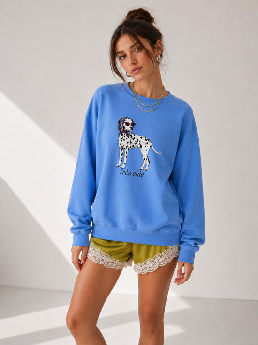 Très Chic Dalmatian Oversized Graphic Sweatshirt