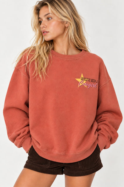 Women's Oversized Cowgirl Graphic Sweatshirt – Vintage Western Rodeo Crewneck